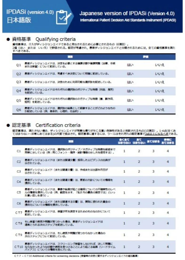 日本語版IPDASi(v4.0)(資格基準・認定基準)